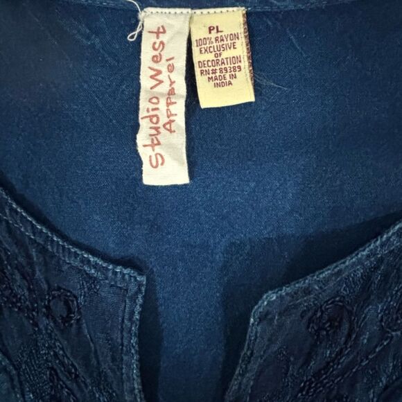 Studio West Apparel Two Piece Festival Boho Stevie Denim Look Top Skirt LP - Picture 3 of 15